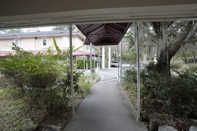 Pathway leading to the entrance of the facility