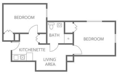 Architectural floor plan of a resident unit