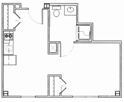 Architectural floor plan of a resident unit
