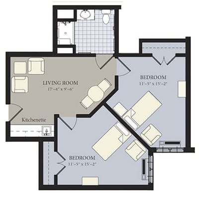 Architectural floor plan of a living space