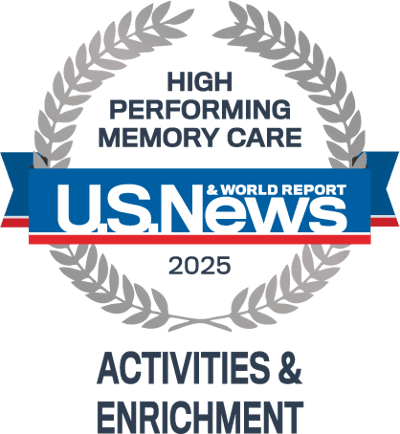 Award badge for memory care enrichment