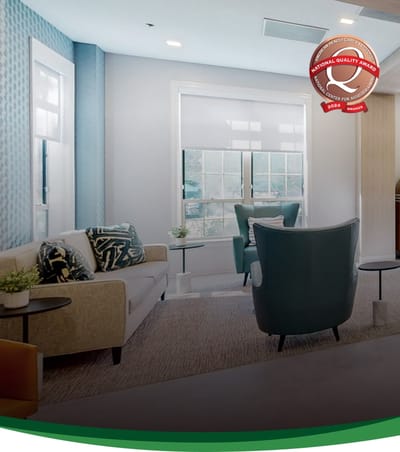 Bright interior lounge area with seating
