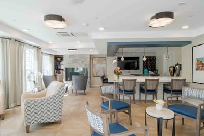 Bright and inviting common area with seating