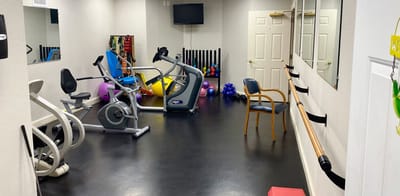 Interior of a fitness room with exercise equipment