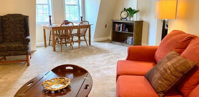 Cozy interior living space with dining area