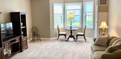 Cozy interior living area in a senior facility