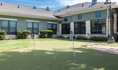 Outdoor putting green at assisted living facility