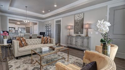 Bright and welcoming common area with stylish furniture