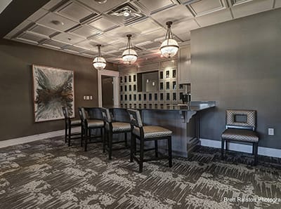 Common area with seating and stylish decor