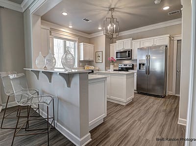 Modern kitchen interior with stainless steel appliances