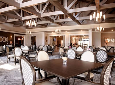 Bright dining room with elegant furnishings