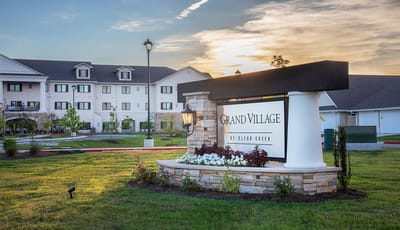 Signage at the entrance of Grand Village at Clear Creek