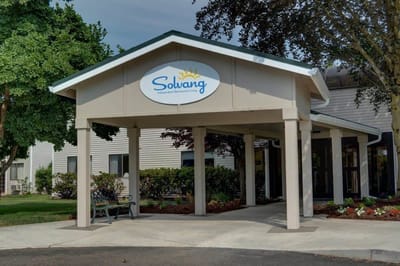 Entrance of Solvang Retirement Community with logo