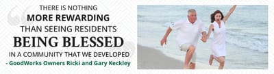 Couple running on the beach with a quote overlay