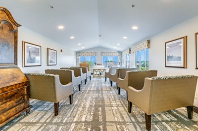 Common area with seating and windows for natural light