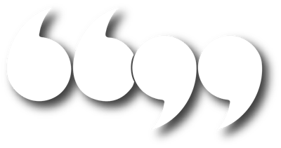 White quotation marks on a black background