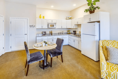 Well-furnished kitchenette in a cozy living space