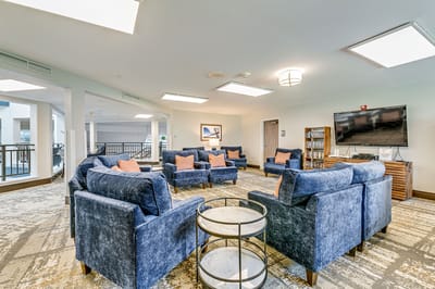 Bright common area with comfortable seating