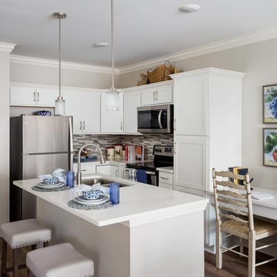 Modern kitchen area in a senior living facility