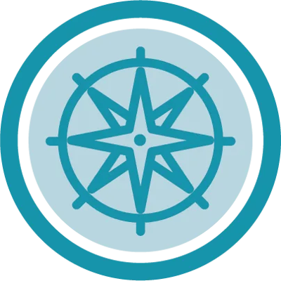 Compass logo with blue and teal design