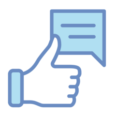 Thumbs up icon with a speech bubble