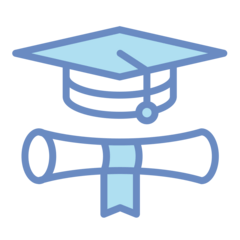 Generic graduation cap and diploma icon