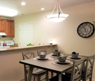 Cozy dining area in a senior living facility