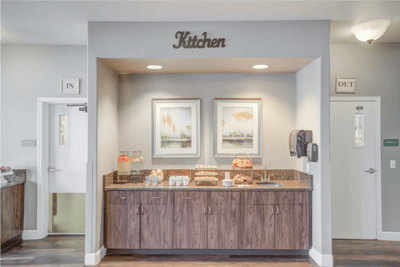 Kitchen area with snacks and refreshments