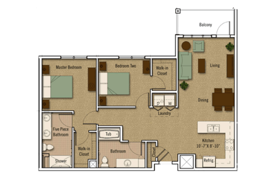 Architectural floor plan of a resident unit