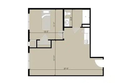 Architectural floor plan of a resident unit