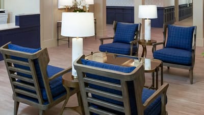 Comfortable seating area in a welcoming lobby