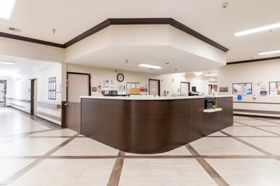 Reception area of a nursing home facility