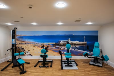 Interior gym area with exercise equipment