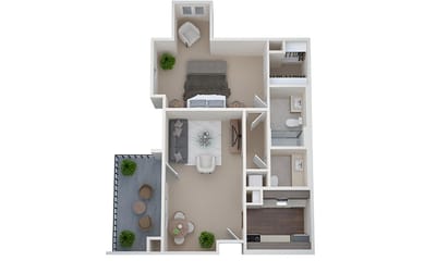 Architectural floor plan of a living unit