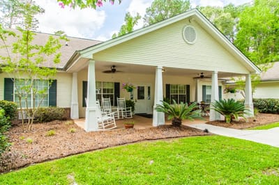 Exterior view of a charming assisted living facility