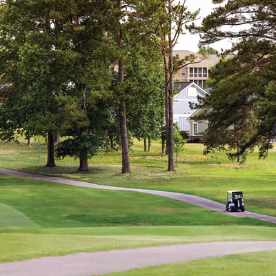 Golf course view with facility homes in the background