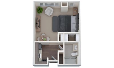 A layout of a private resident room