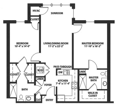 Architectural floor plan of a residential unit