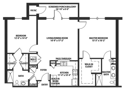 Architectural floor plan of residential units