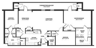 Architectural floor plan of a resident unit