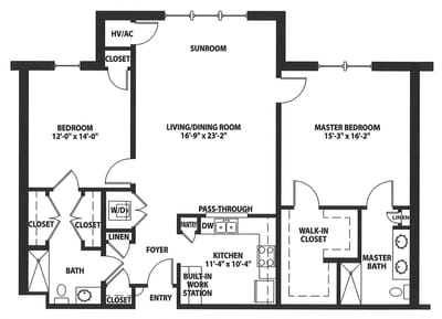 Architectural floor plan of a residential unit
