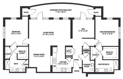 Architectural floor plan layout of a residence