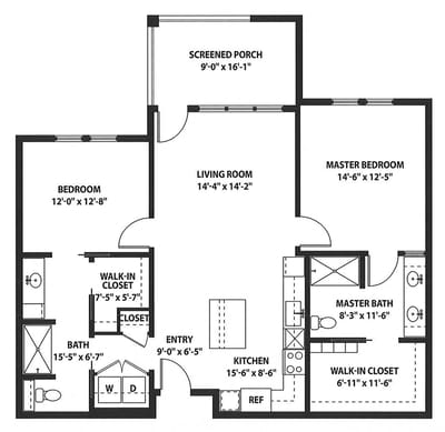 Architectural floor plan of a residential unit
