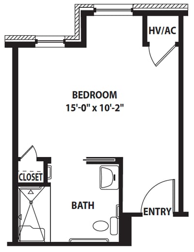 Architectural floor plan for a bedroom layout