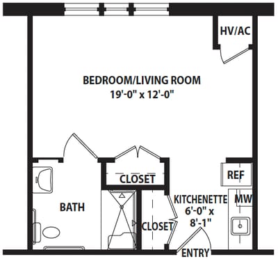 Architectural floor plan of a living space