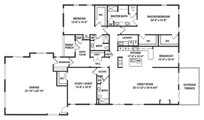 Architectural floor plan of a residence
