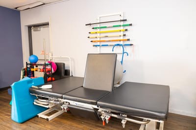 Rehabilitation therapy equipment in a facility interior