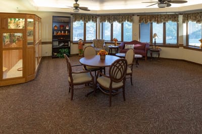 Cozy common area with seating and natural light