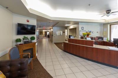Interior view of the facility's lobby and reception area