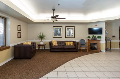 Cozy common area with seating and decor